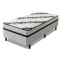 Cama Box Conjugada Solteiro Ortopédica Sleep Prime 88x188x49cm - Branco/Preto