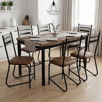 Conjunto de Mesa Sala de Jantar 6 Cadeiras Atlanta 1,36m - Madeirado / Caramelo
