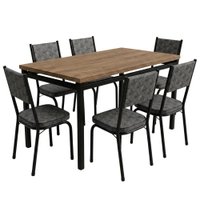 Conjunto de Mesa Sala de Jantar Atlanta 1,36m 6 Cadeiras Diana