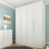 Guarda-roupa Solteiro com 4 Portas e 2 Gavetas 133cm Multimóveis CR35480 Neve