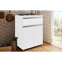Balcão Cozinha p/ Cooktop ASM 186 c/ 2 Portas e 1 Gaveta 70cm Branco - Movelbento