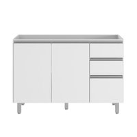 Balcao Para Pia 120 cm 3 Portas 2 Gavetas Evidence Branco POLIMAN