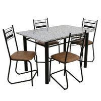 Conjunto de Mesa Sala de Jantar Tampo Granito 1,20m 4 Cadeiras Atlanta