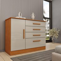 Cômoda com 1 Porta e 4 Gavetas 104cm Multimóveis CR35474 Cinamomo/Off White