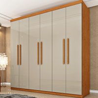 Guarda-roupa Casal com 6 Portas e 4 Gavetas 219cm Multimóveis CR35493 Cinamomo/Off White