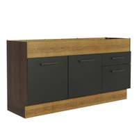 Balcão de Pia Madesa Agata 150 cm 2 Portas e 2 Gavetas (Sem Tampo e Pia) - Rustic/Preto