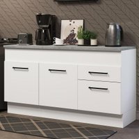 Balcão de Pia Madesa Agata 150 cm 2 Portas e 2 Gavetas (Com Tampo) - Branco