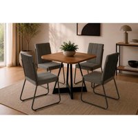 Mesa Sala Jantar Átria 90cm + 4 Cadeias Nina Preto Carraro