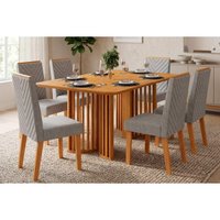 Mesa Sala Jantar Luma 170cm+ 6 Cadeiras Nara Cedro DJ Móveis