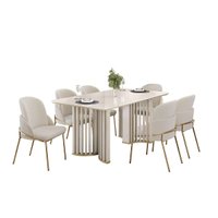 Mesa Jantar Luma Madeirado/Vidro 180cm Cedro/Off DJ Móveis