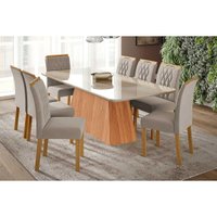 Mesa Sala Jantar Helena 210cm + 8 Cad Juliana Cinamomo Cimol
