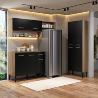 Armário de Cozinha Compacta Arizona Prime Two Carraro Carvalho com Preto