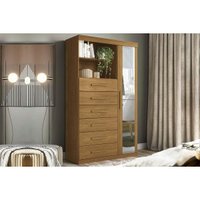 Cômoda Marabá c/1 Porta c/Espelho 6Gavs Cinamomo S. Andirá