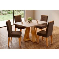 Mesa Sala Jantar Celeste + 4 Cadeiras Lia Cedro DJ Móveis