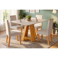 Mesa Sala Jantar Celeste + 4 Cadeiras Nara Cedro DJ Móveis