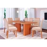 Mesa Sala Jantar Ester 210cm + 8 Cads Juliana Cinamomo Cimol