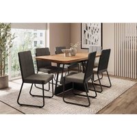 Mesa Sala Jantar Átria 160cm + 6 Cadeiras Nina Preto Carraro