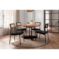 Mesa Sala Jantar Átria 100cm + 4 Cadeiras Lux Preto Carraro