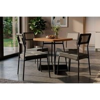 Mesa Sala Jantar Átria 90cm + 4 Cadeias Lux Preto Carraro