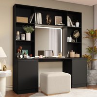 Penteadeira com Estante Multiuso 2 Portas 5 Prateleiras Smart Multimóveis MP4802 Preto