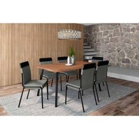 Mesa Sala Jantar Stellar 160cm+ 6 Cadeiras Duo Preto Carraro