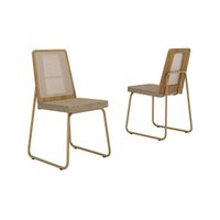 Cadeira Jantar Wood 1751 Aço 2 Un Dourado/Noce Carraro