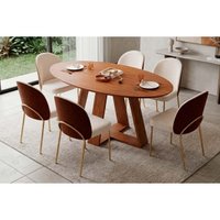Mesa Sala Jantar Celeste 183cm + 6 Cad Lizy Freijo DJ Móveis