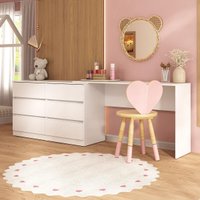Penteadeira Infantil 231,5cm com 6 Gavetas Flex Multimóveis MP4403 Branco
