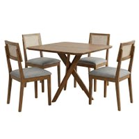 Mesa de Jantar Cacau Com 4 Cadeiras Estofadas Encanto Linho Cinza ORNAR