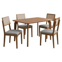 Mesa de Jantar Papaia Com 4 Cadeiras Estofadas Encanto Linho Cinza ORNAR