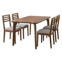 Mesa de Jantar Papaia Com 4 Cadeiras Estofadas Juparana Linho Cinza ORNAR