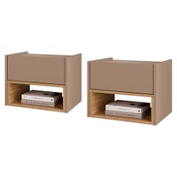 Kit 2 Mesa De Cabeceira Suspensa 1 Gaveta 45 cm Florença Fendi Hannover DCASA