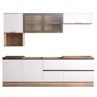 Cozinha Armario 7 Peças 258 cm Balcao Para Pia Etna Carvalho Oak Off White POLIMAN