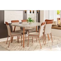 Mesa Sala Jantar Stellar 160cm+ 6 Cadeiras Duo Rose Carraro