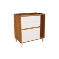 Balcão Cozinha Herval Denver PH 3109 c/3 Gavetas 1 Toalheiro e Divisor de Talheres s/ Tampo 80cm Freijo Rocks/Branco