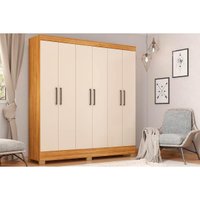 Guarda Roupa Casal 6 Portas Prático Cinamon/Off Demóbile
