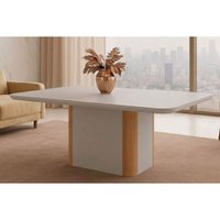 Mesa Jantar Pietá Madeirado 180cm Off White/Naturale Rufato