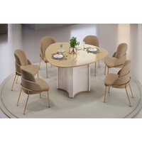 Mesa Sala Jantar Chanel + 6 Cads Vitta Off White DJ Móveis