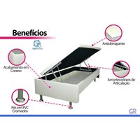Conjunto Box Baú Solteiro: Colchão Molas Ortobom SuperPocket Freedom Visco + Base CRC Courano Branco(88x188)