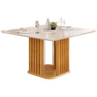 Mesa Jantar Melissa Madeirado/Vidro 136cm Cedro DJ Móveis