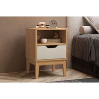 Mesa Cabeceira Infantil MB 1095 c/ 1 Gaveta Mel/Off White - Movelbento