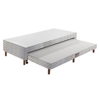 Cama Box Base c/Auxiliar Universal Solteiro Tecido Bordado White (88x188x30) - Paropas