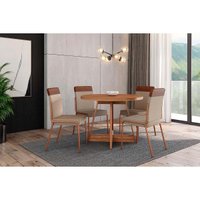 Mesa Sala Jantar Átria 100cm + 4 Cadeiras Duo Rose Carraro