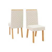 Cadeira Jantar Nara Kit 2Un Cedro/Linho Neve Bege DJ Móveis