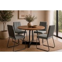 Mesa Sala Jantar Átria 100cm + 4 Cadeiras Nina Preto Carraro