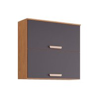 Armário Aéreo Cozinha Modulado Bella c/2Portas Basculantes 80 cm Freijo/Titanium - MGM