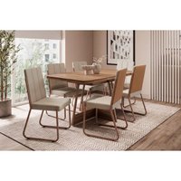 Mesa Sala Jantar Átria 160cm + 6 Cadeiras Nina Rose Carraro