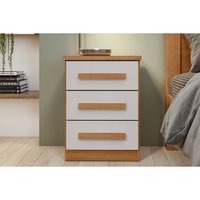 Mesa Cabeceira Baião c/3 Gavetas Amêndoa/Off White Lopas