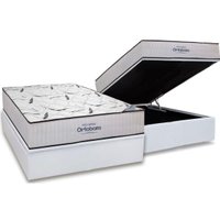 Cama Box Baú Casal: Colchão Espuma D45 Ortobom Highfoam + Base CRC Courano White(138x188)