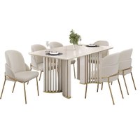 Mesa Jantar Luma Madeirado/Vidro 170cm Freijo/Off DJ Móveis